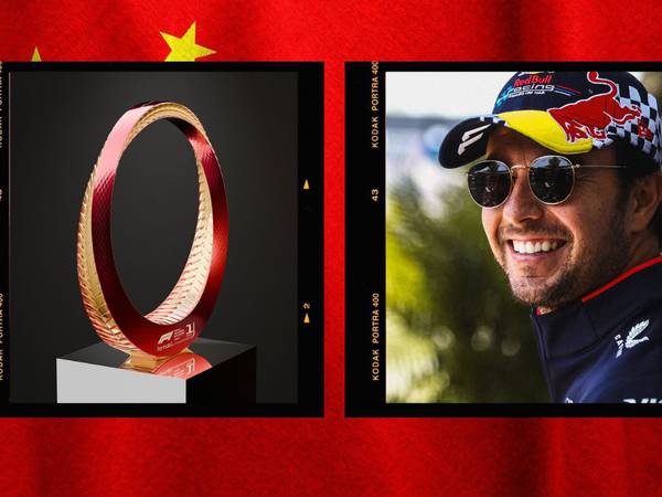 ¡Gánalo, Checo: el trofeo del GP de China se cuelga en el cuello ¡y prende! (VIDEOS)