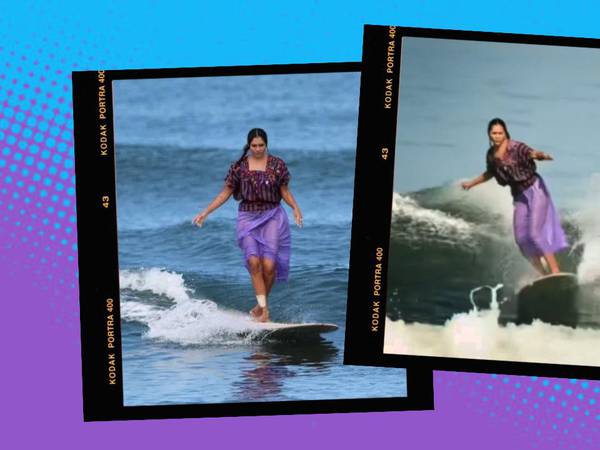 ¿Imagínate vivir en Suiza? Surfista mexicana domina las olas en vestido huipil